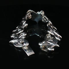 Bracciale vintage di Taxco Mexico, in argento sterling con motivo a volute, 925 B-124, 37,3 g