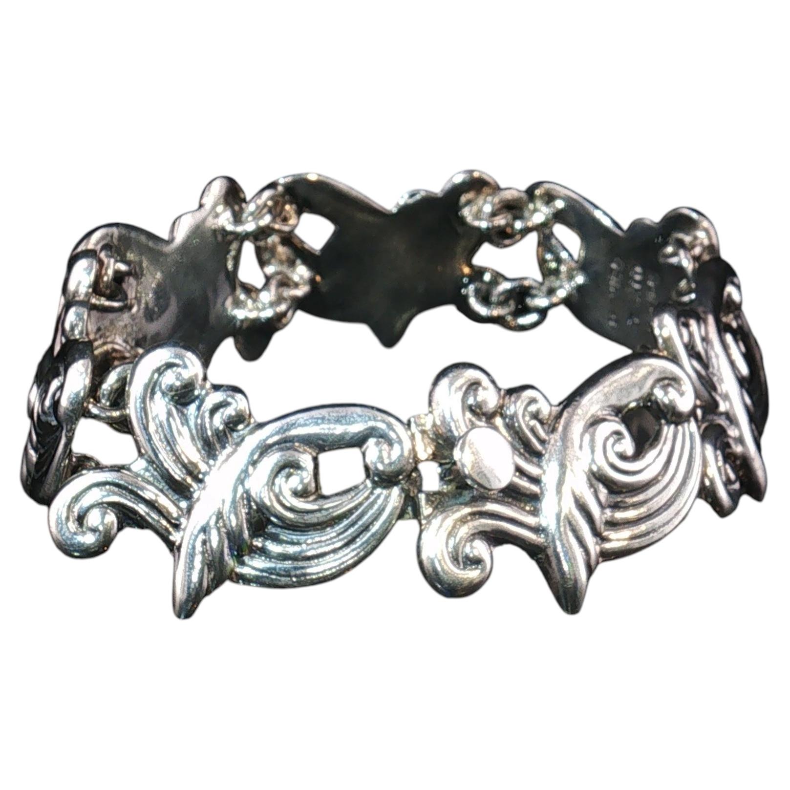 Bracciale vintage di Taxco Mexico, in argento sterling con motivo a volute, 925 B-124, 37,3 g