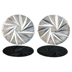 Vintage Taxco Mexico Sterling Silver Sunburst Disc Post Earrings 925 Geometric