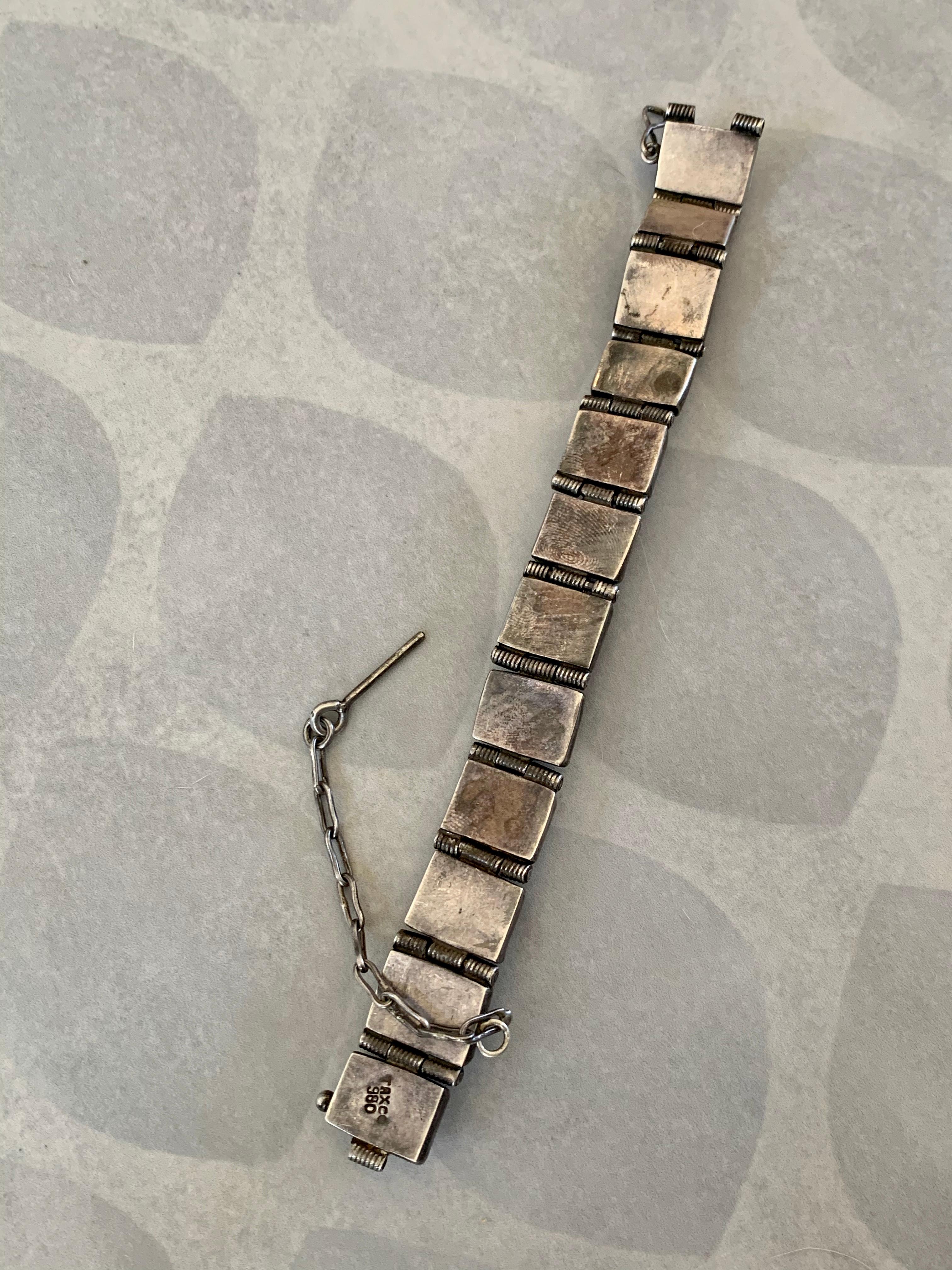 Vintage Taxco Silver and Amethyst Quartz Bracelet For Sale 1