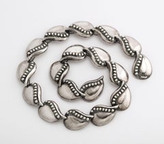Vintage Taxco Silver Leaf Necklace by M Campo