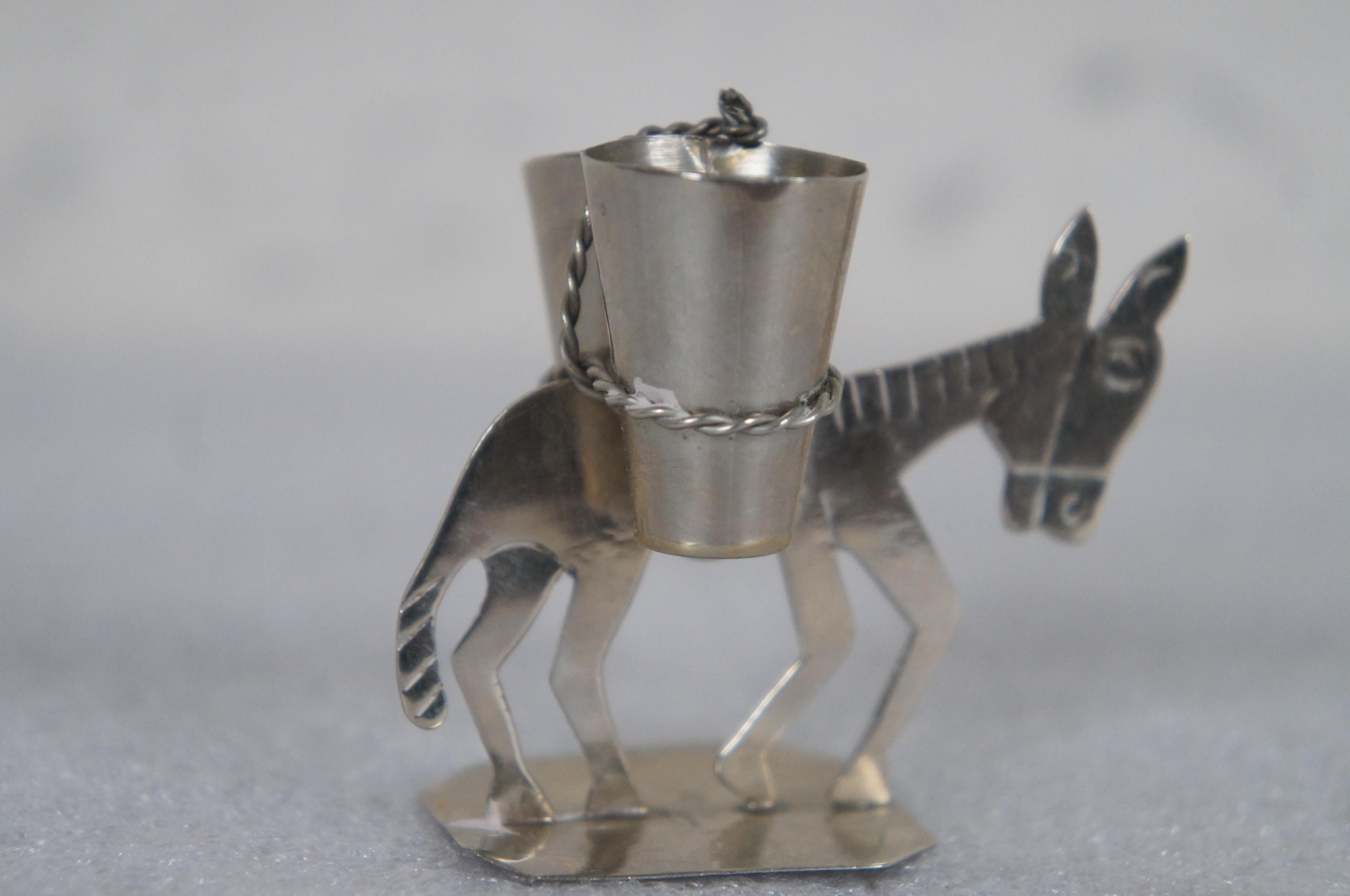 Vintage Taxco Sterling Silver Donkey Burro Double Toothpick Holder Mexico 2