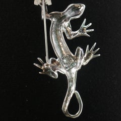 Vintage Taxco Sterling Silver Gecko Lizard Brooch Pin Large Salamander TN-90