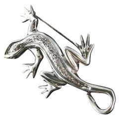 Vintage Taxco Sterling Silver Gecko Lizard Brooch Pin Large Salamander TN-90
