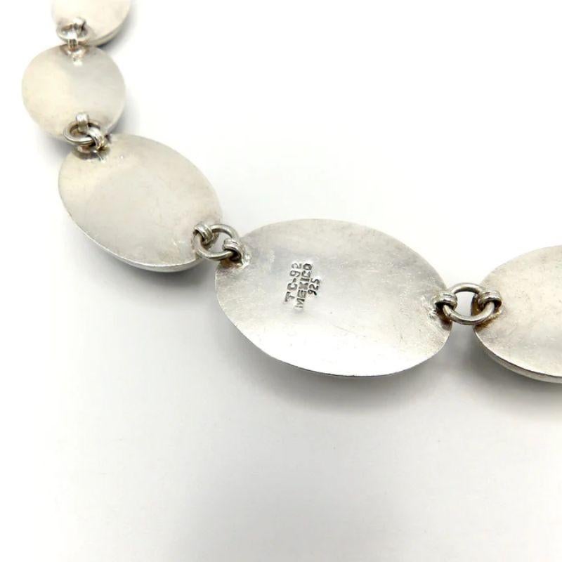 Women's or Men's Vintage Taxco Sterling Silver Graduated Multi-Stone Necklace For Sale