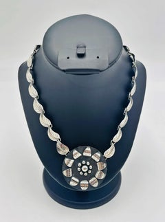 Vintage Taxco Sterling Silver Leaf Necklace, Mexican Sterling Silversmiths