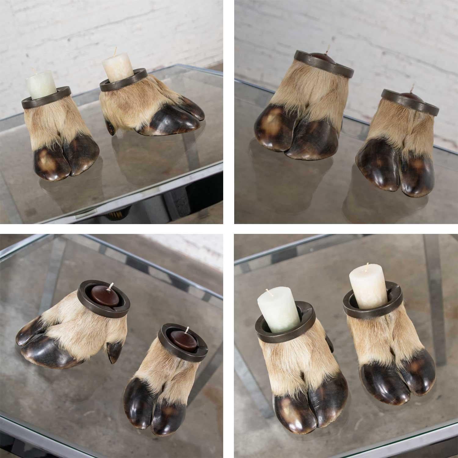 Vintage Taxidermy Caribou Hooves Bronze Ash Tray Vide-Poche Candleholder 6