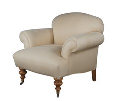 Vintage Taylor King Beige Herringbone Rolled Arm Club Lounge Library Chair 40"