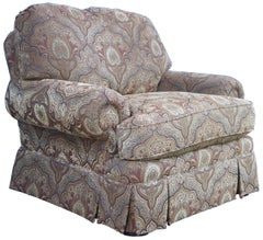 Vintage Taylor King Traditional Oversized Paisley Rolled Arm Library Club Chair
