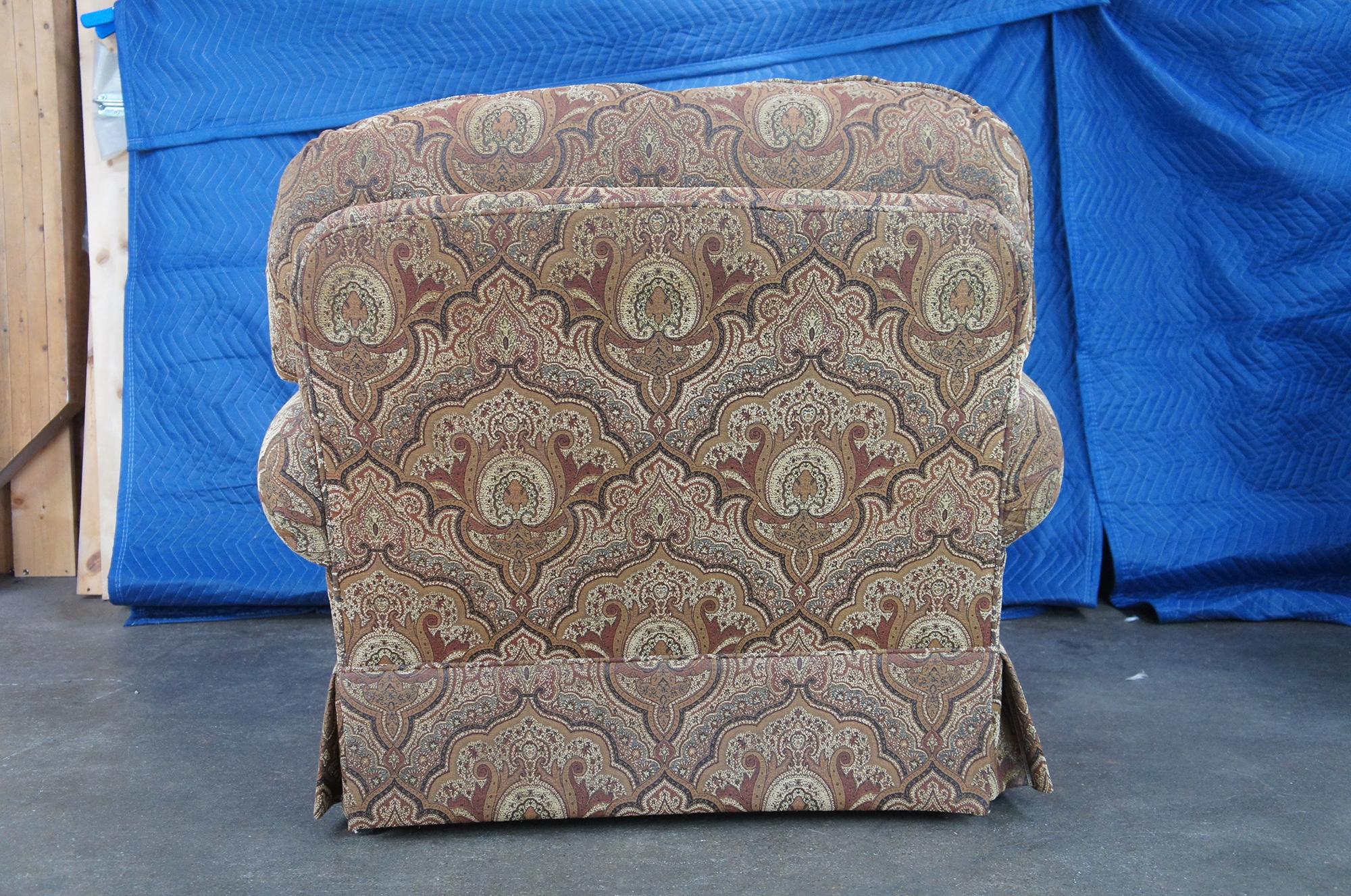 Modern Vintage Taylor King Traditional Oversized Paisley Rolled Arm Library Club Chair