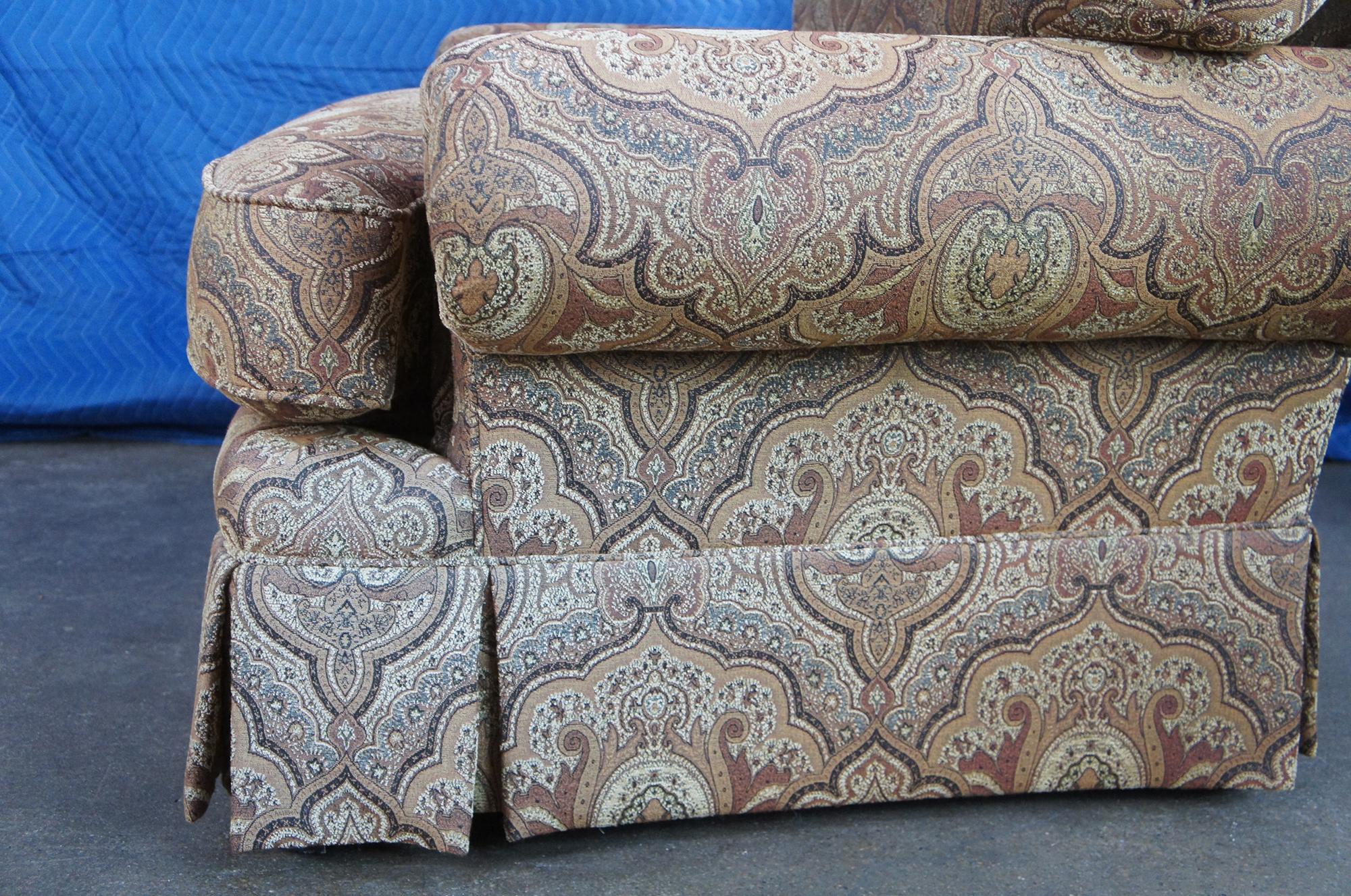 20th Century Vintage Taylor King Traditional Oversized Paisley Rolled Arm Library Club Chair