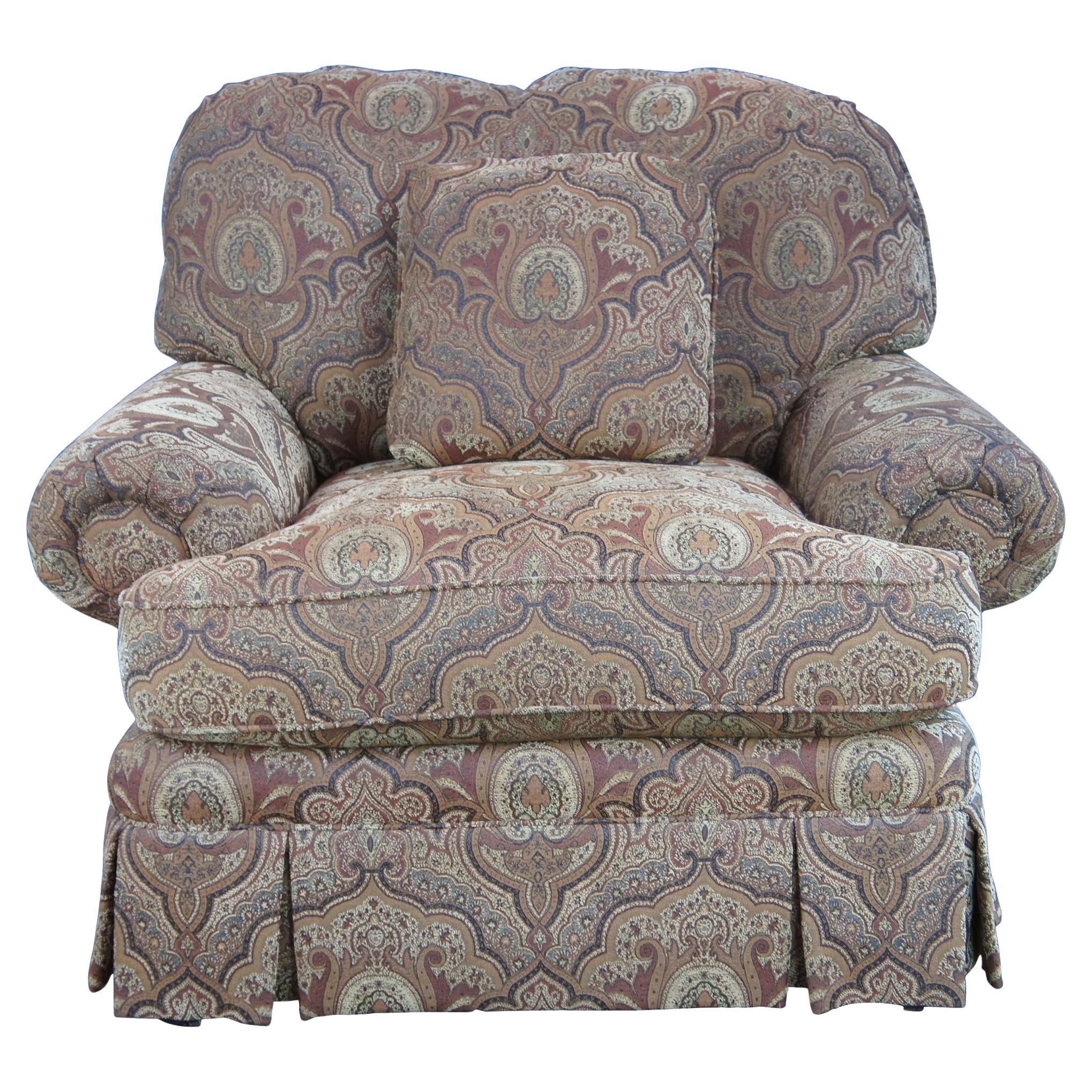 Vintage Taylor King Traditional Oversized Paisley Rolled Arm Library Club Chair