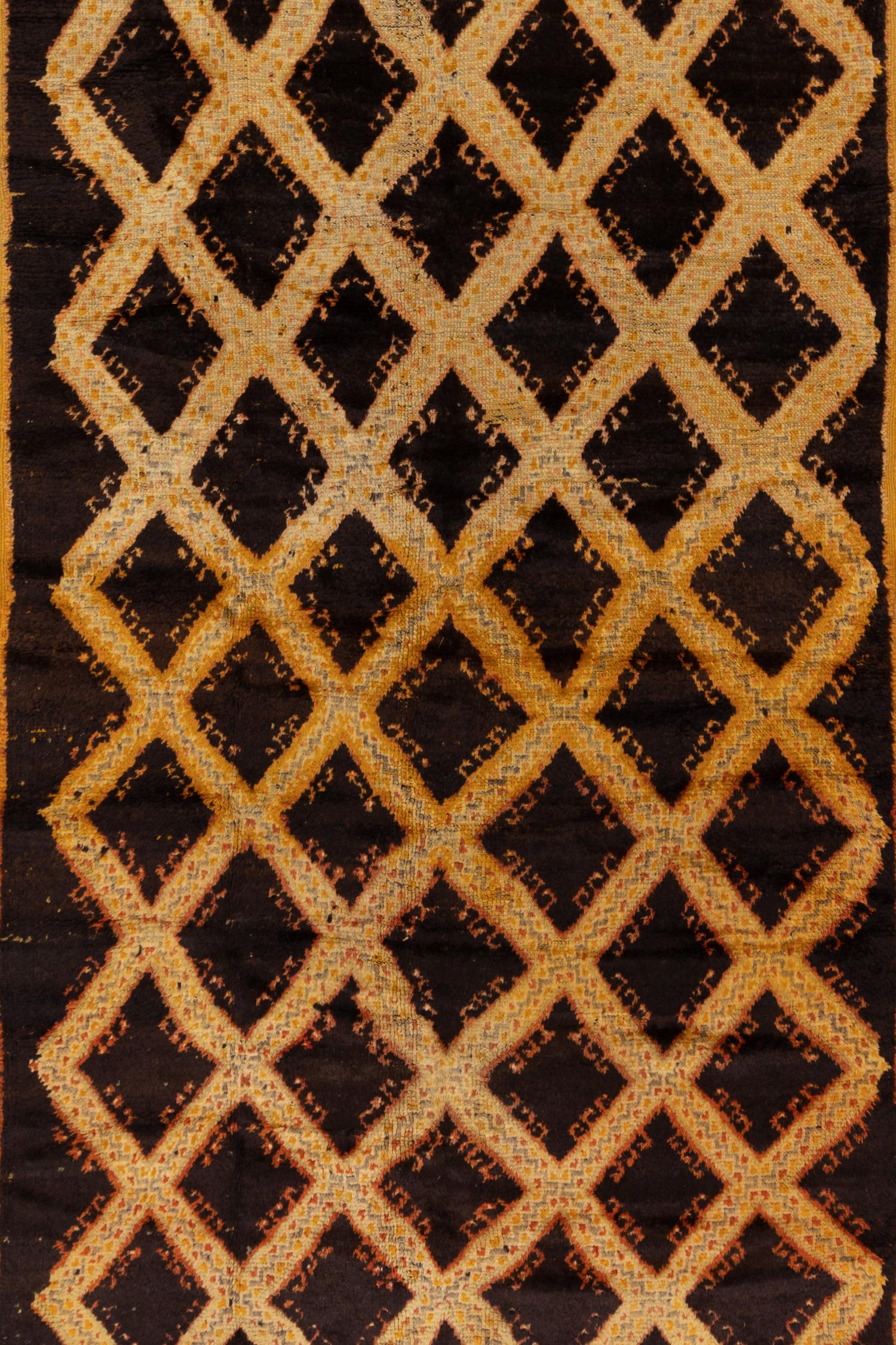 Old and collectible in an unusually large size, excellent example of an original Taznakht rug.

Wear Guide: 2

Wear Notes:
Vintage and antique rugs are by nature, pre-loved and may show evidence of their past. There are varying degrees of wear