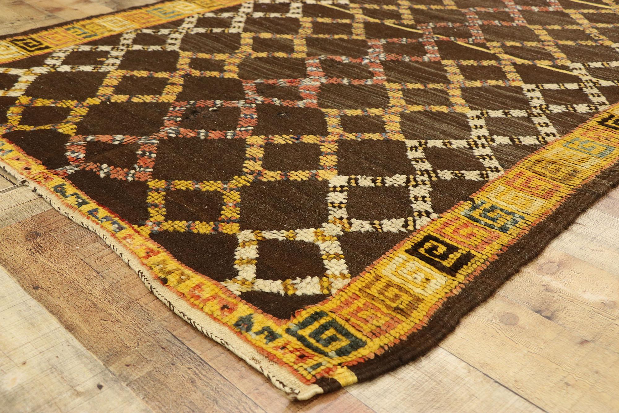 Hand-Knotted Vintage Taznakht Moroccan Rug, Midcentury Boho Meets Tribal Enchantment For Sale