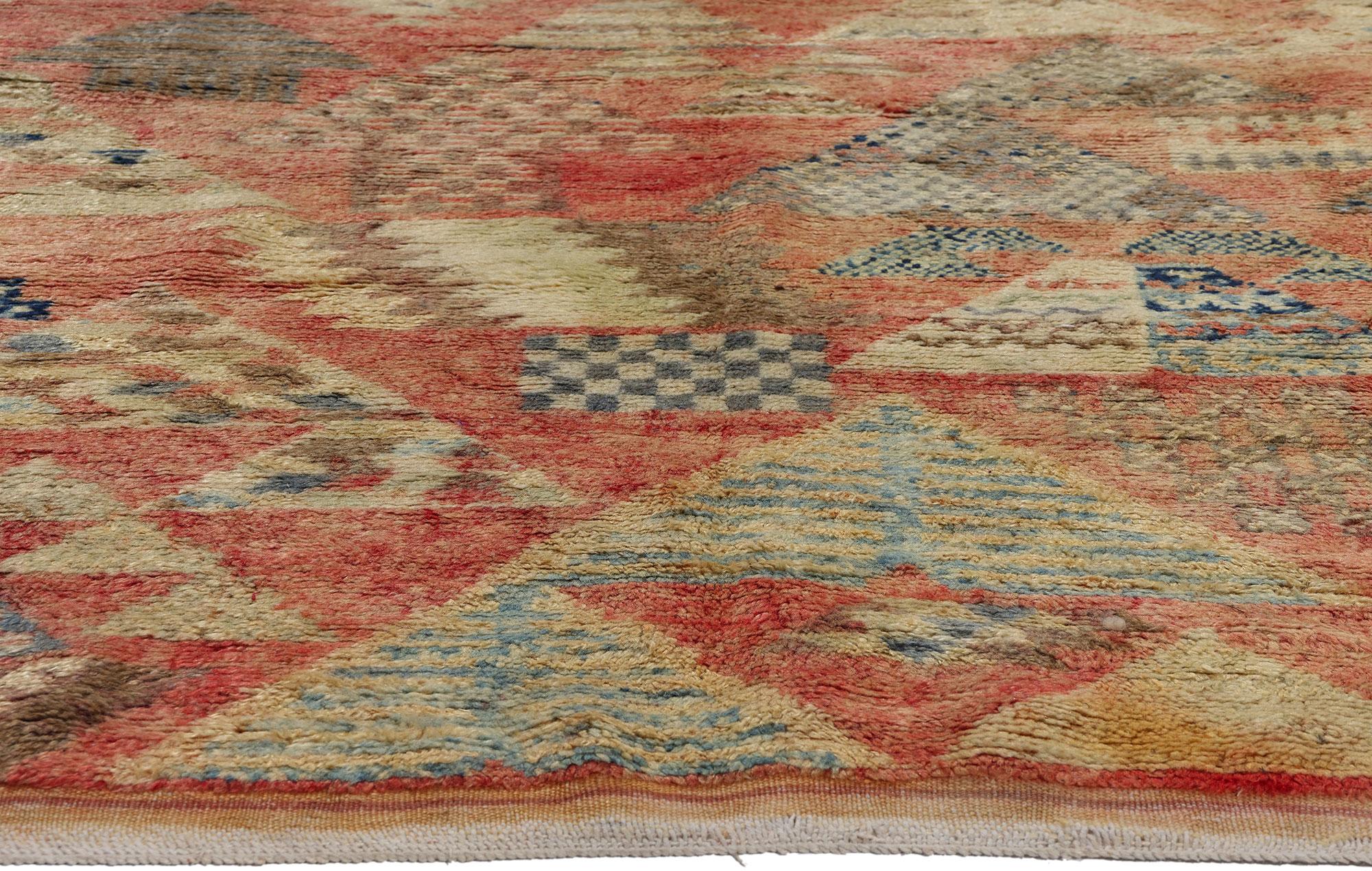 Hand-Knotted Vintage Taznakht Moroccan Rug, Midcentury Boho Meets Tribal Enchantment For Sale