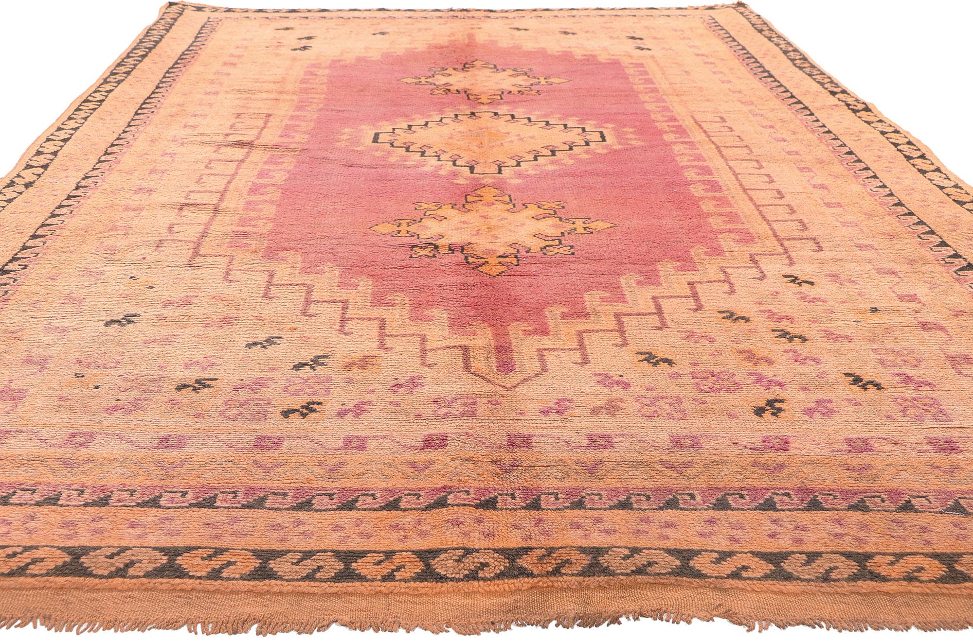Tribal Vintage Taznakht Moroccan Rug, Nomadic Enchantment Meets Bohemian Charm For Sale