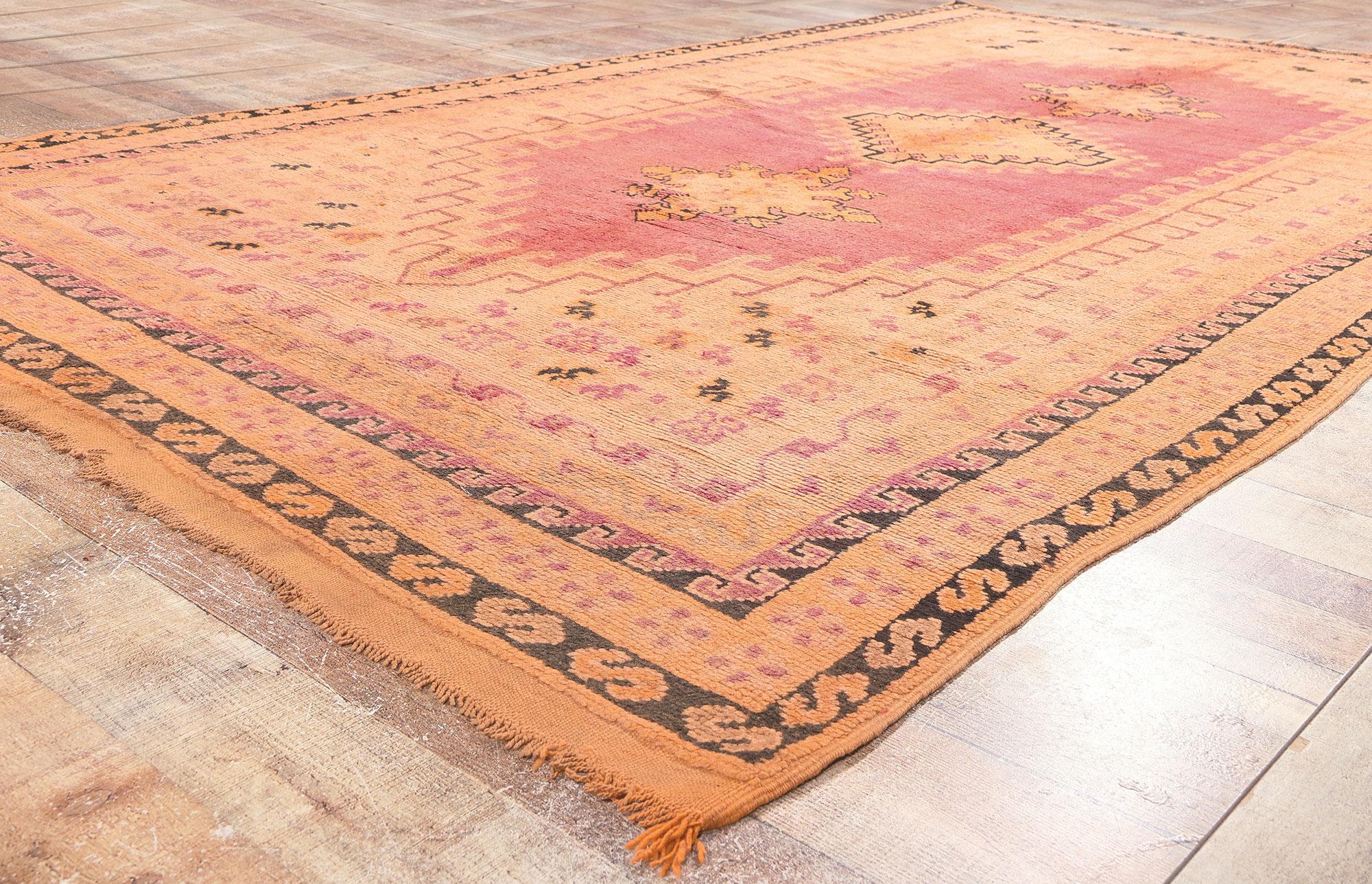 Wool Vintage Taznakht Moroccan Rug, Nomadic Enchantment Meets Bohemian Charm For Sale