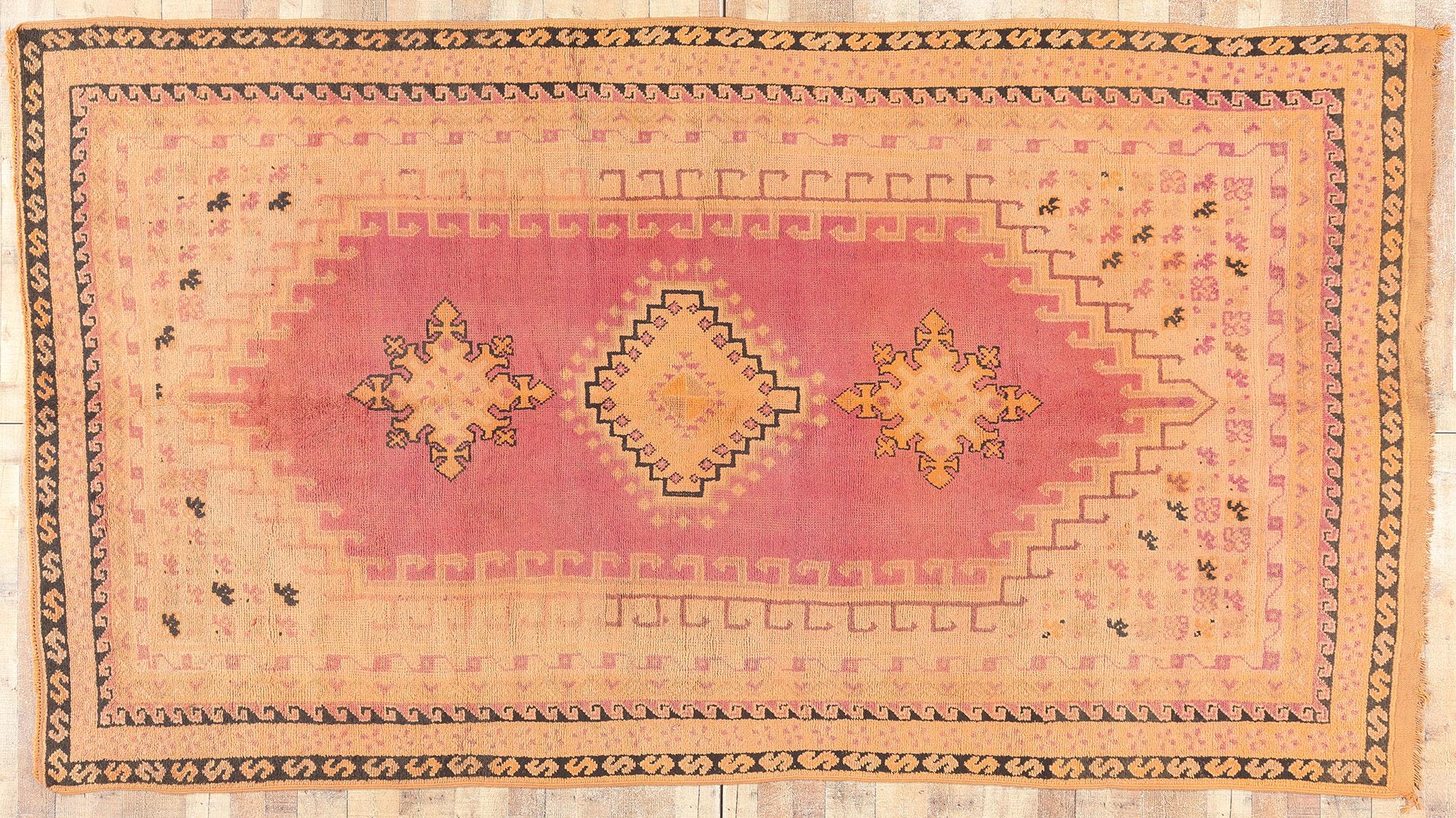Vintage Taznakht Moroccan Rug, Nomadic Enchantment Meets Bohemian Charm For Sale 2