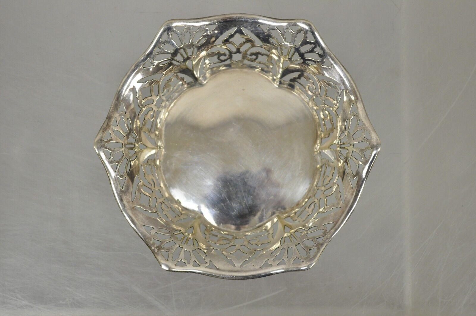 Vintage TBB England Silver Plate Epns Small Floral Pierced Trinket Dish Bowl For Sale 5