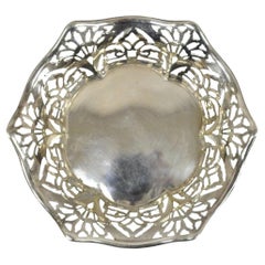Vintage TBB England Victorian Silver Plated Small Pierced Trinket Nut Dish Bowl