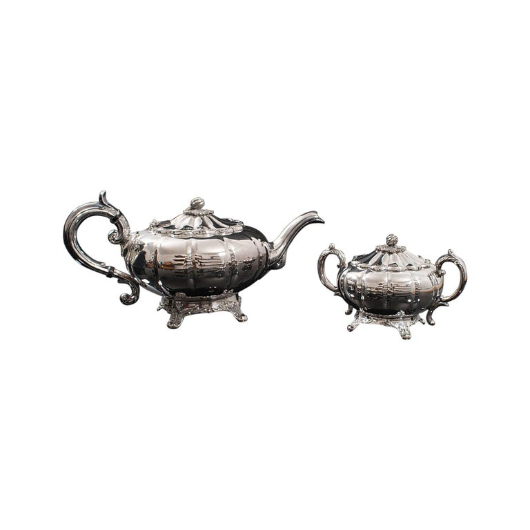 Vintage Tea Service, English, Silver Plated, Teapot, Dish, Viners of Sheffield For Sale at 1stDibs