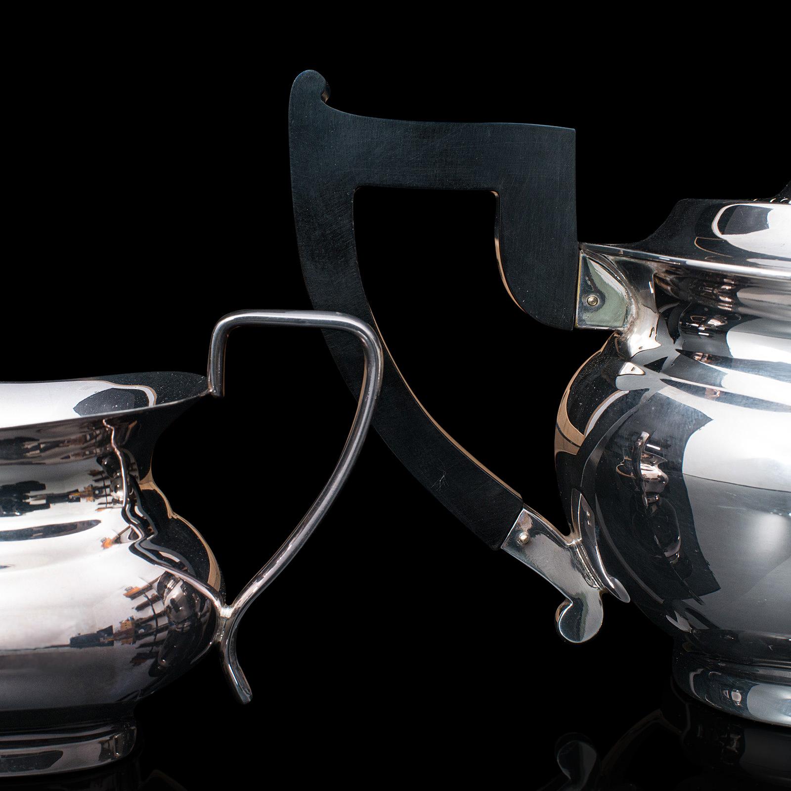 Vintage Tea Set, English, Silver Plate, Teapot, Dish, Pouring Jug, Art Deco For Sale 4