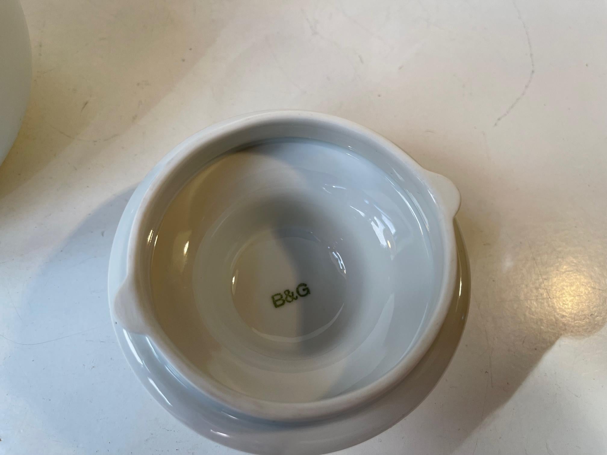 Juego de té vintage de porcelana blanca y teca de Henning Koppel para Bing & Grondahl Porcelana en venta