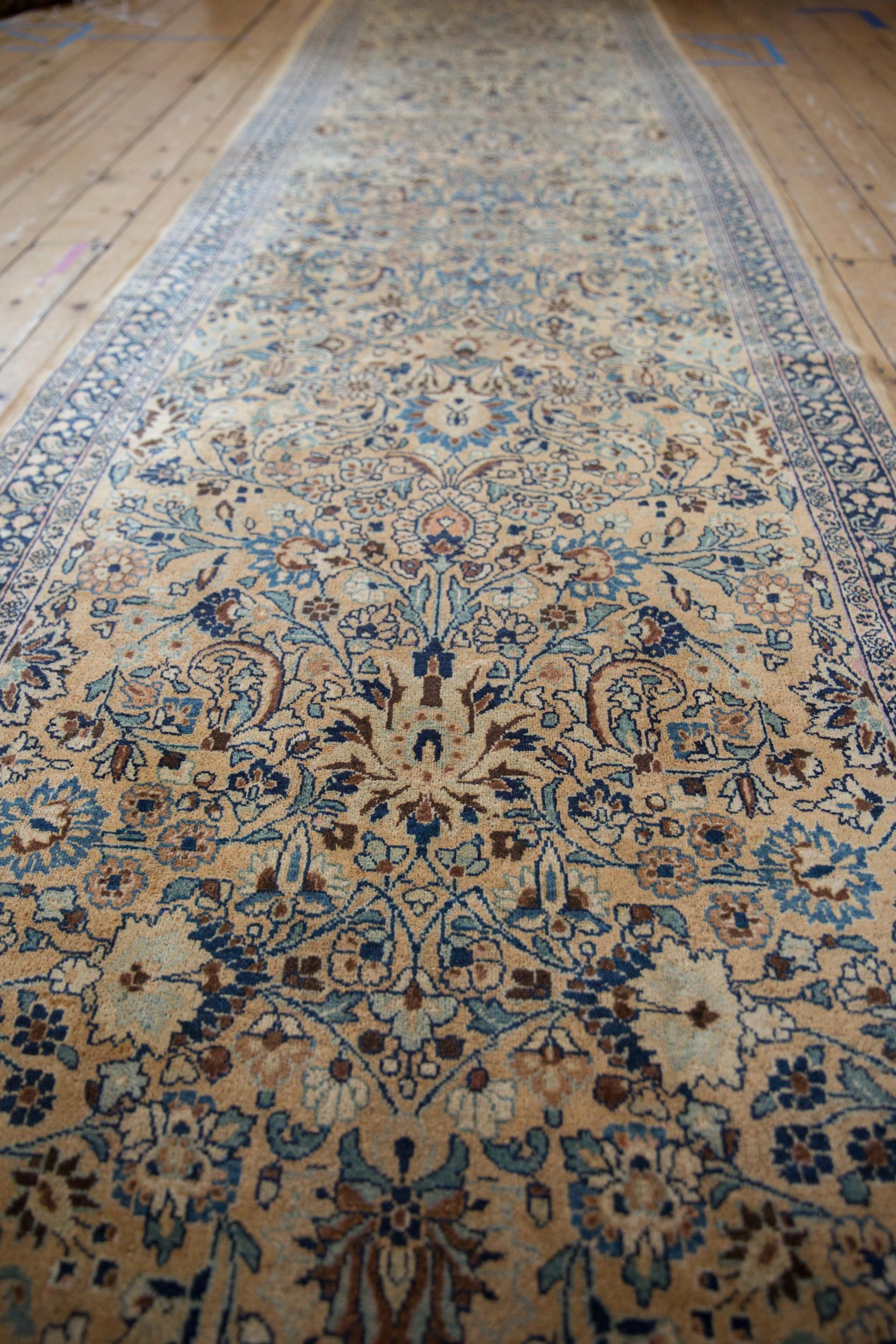 Vintage Tea Washed Meshed Rug Runner For Sale 2