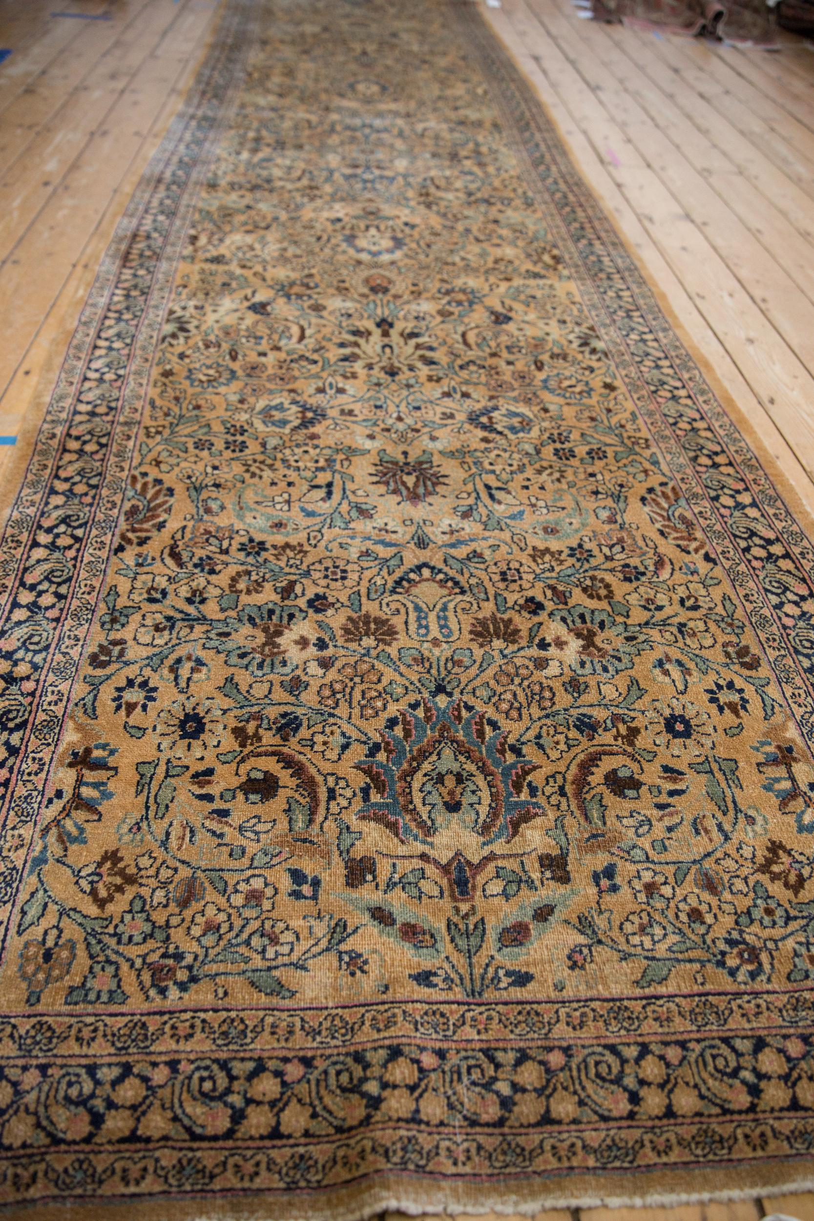 Persian Vintage Tea Washed Meshed Rug Runner For Sale