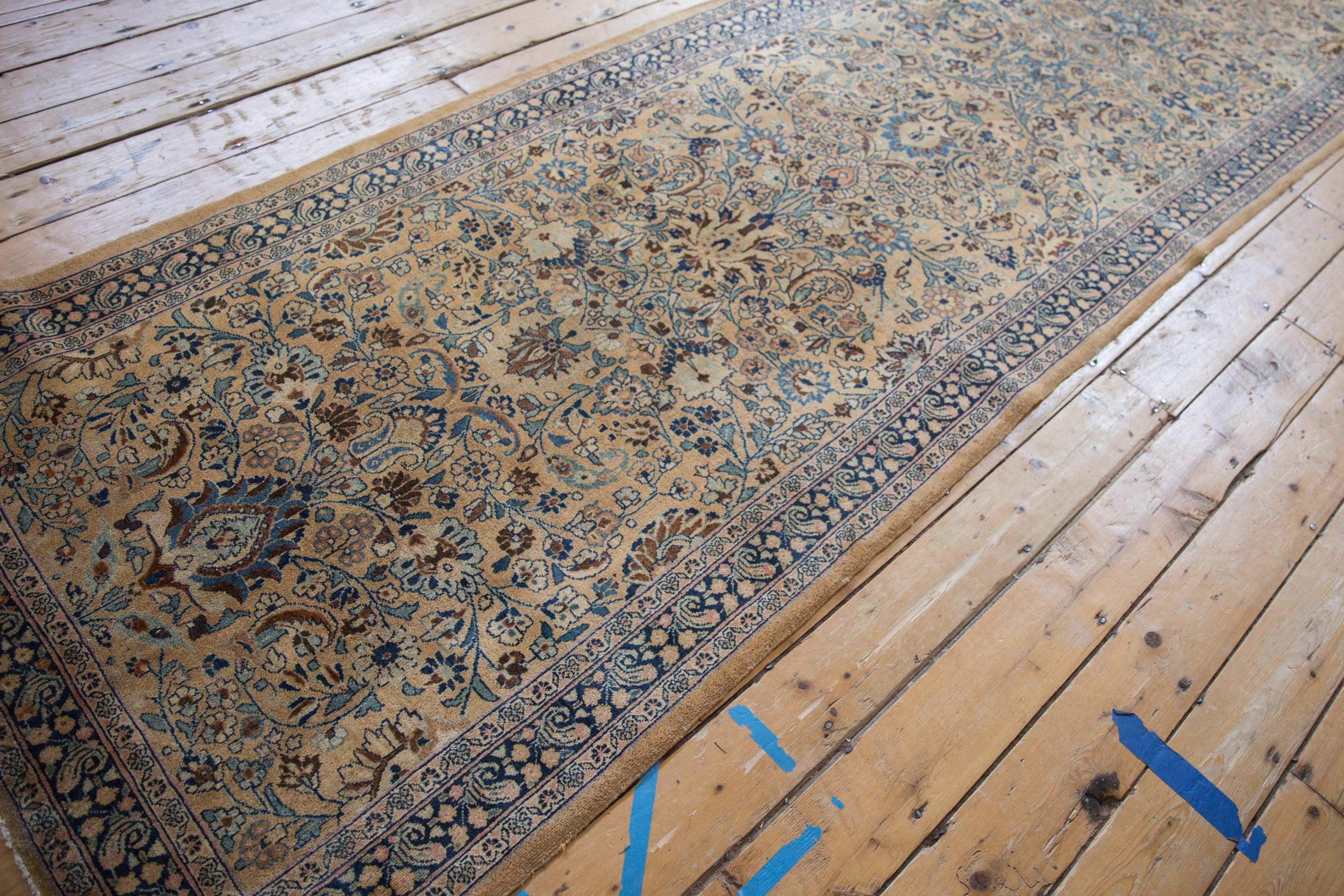 Mid-20th Century Vintage Tea Washed Meshed Rug Runner For Sale