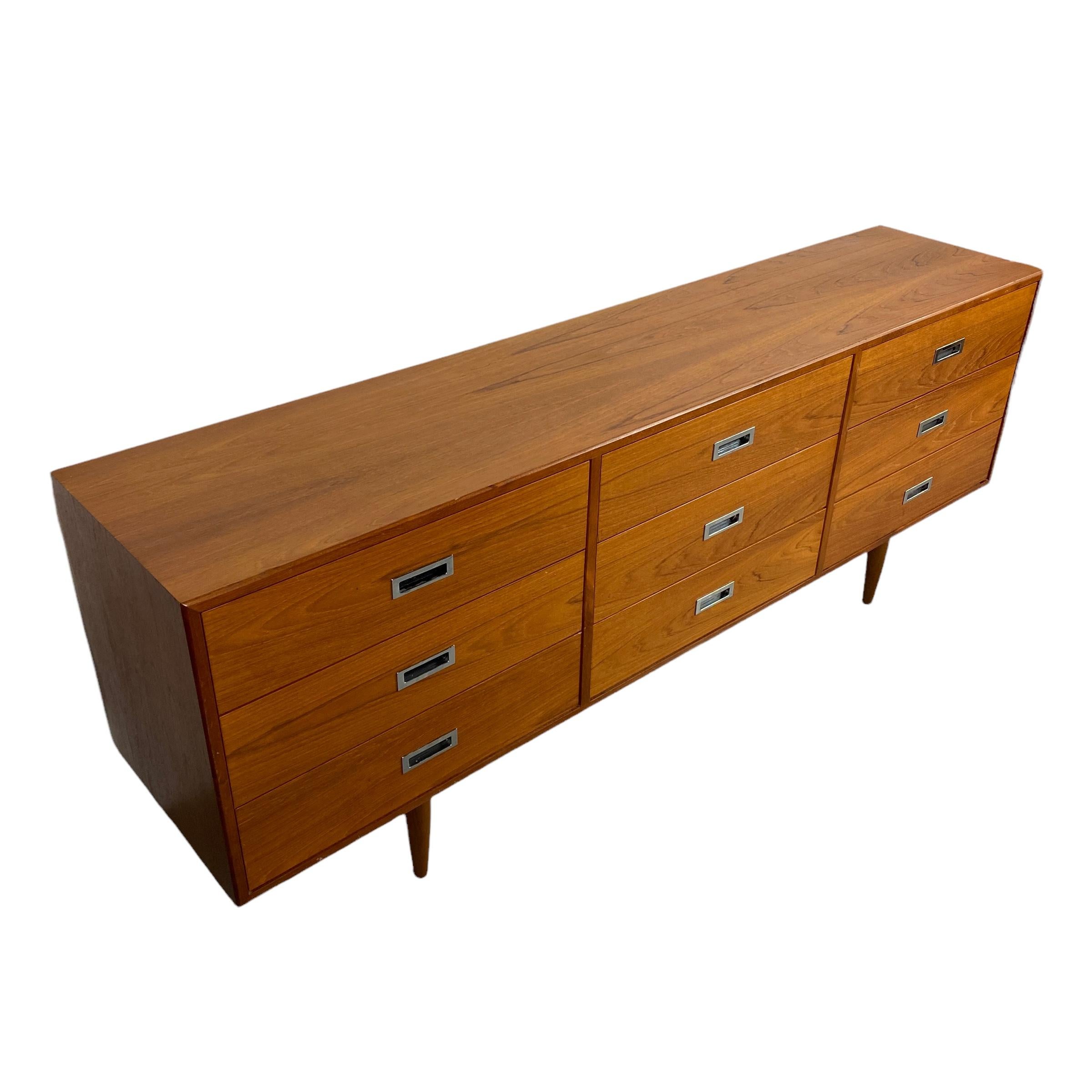 Late 20th Century Vintage Teak 9-Drawer Dresser