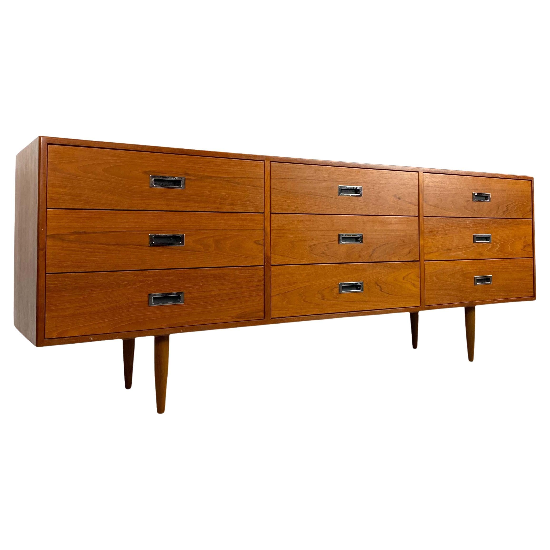 Vintage Teak 9-Drawer Dresser