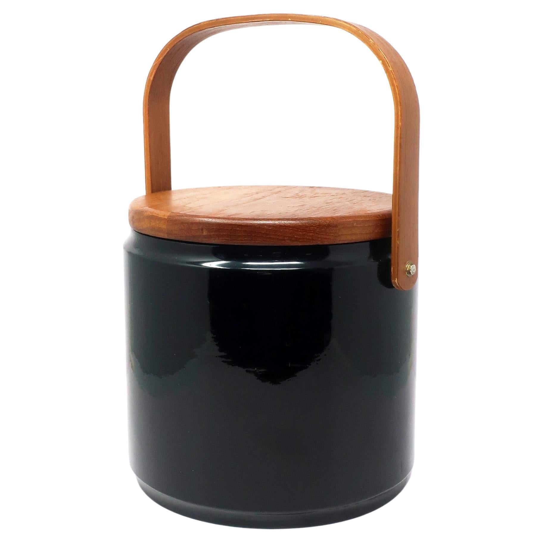 Vintage Teak and Black Georges Briard Ice Bucket