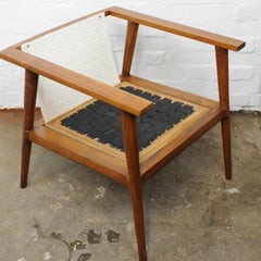 Poltrona angolare vintage in teak e bouclè, anni '60