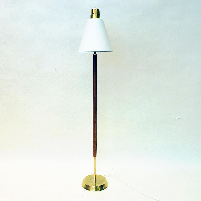 Swedish Vintage Teak and Brass Floorlamp by Borèns, Borås -Sweden, 1950s