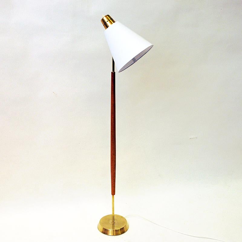 Mid-20th Century Vintage Teak and Brass Floorlamp by Borèns, Borås -Sweden, 1950s