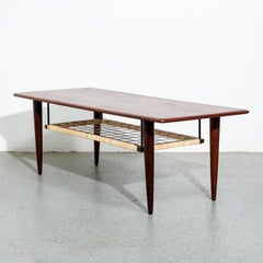 Vintage Teak and Cane Coffee Table
