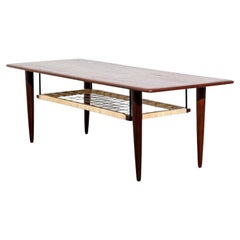 Vintage Teak and Cane Coffee Table