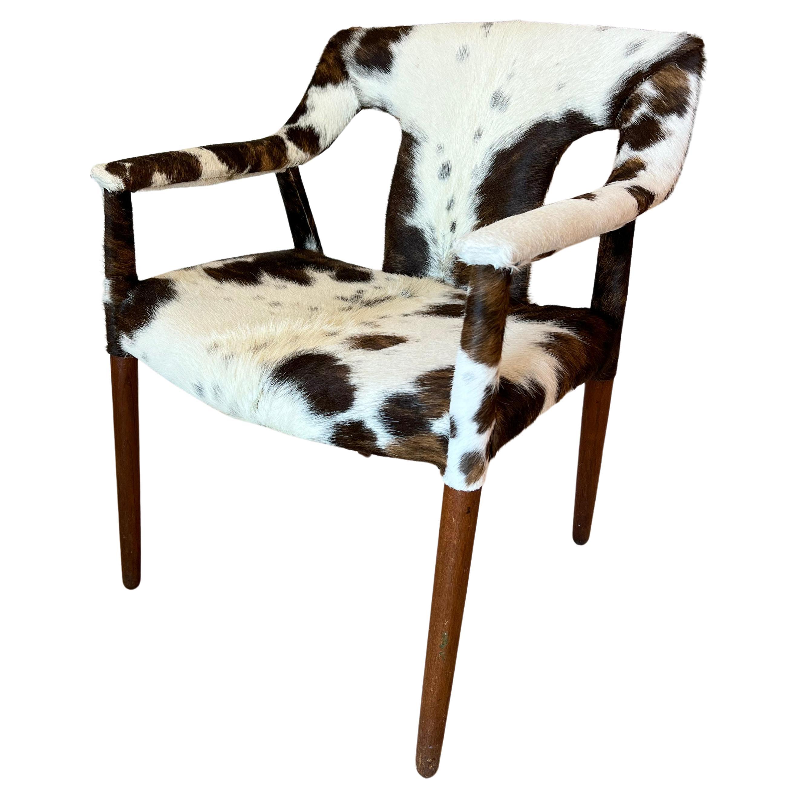 Vintage Teak and Cowhide Lounge Chair by Larsen and Madsen for Pontoppidan For Sale