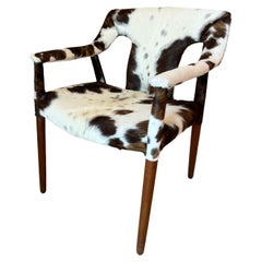 Chaise longue vintage en teck et cuir de vache de Larsen et Madsen pour Pontoppidan