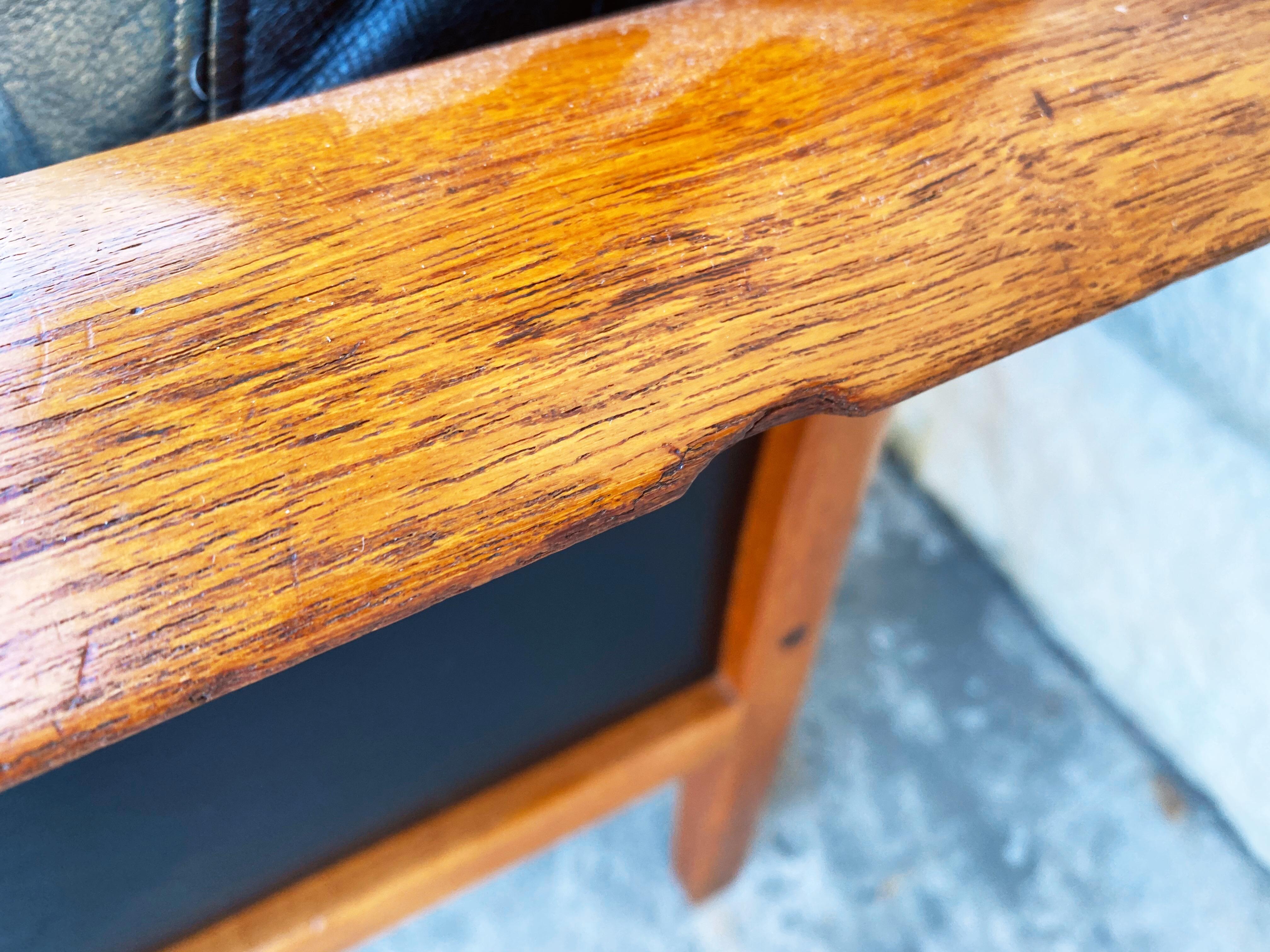 Vintage Teak and Leather 4-Seat Sofa by Knut Saeter for Vatne Mobler circa 1960s 1