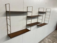 Vintage wood and Metal Multistrux Iron Modular Shelving Unit or Library Shelves