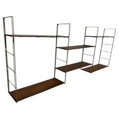 Vintage wood and Metal Multistrux Iron Modular Shelving Unit or Library Shelves