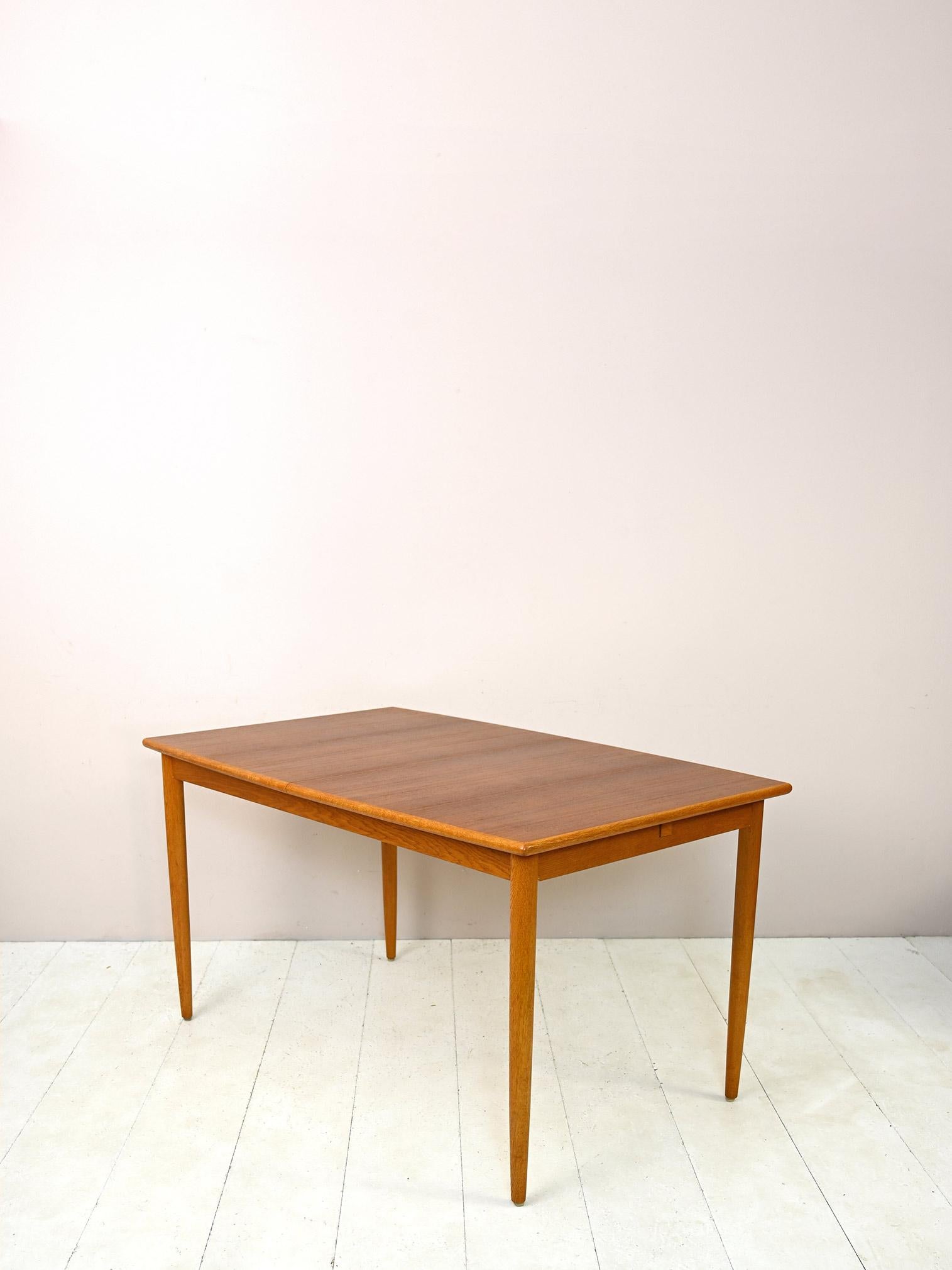Scandinavian Modern Vintage Teak and Oak Rectangular Table For Sale