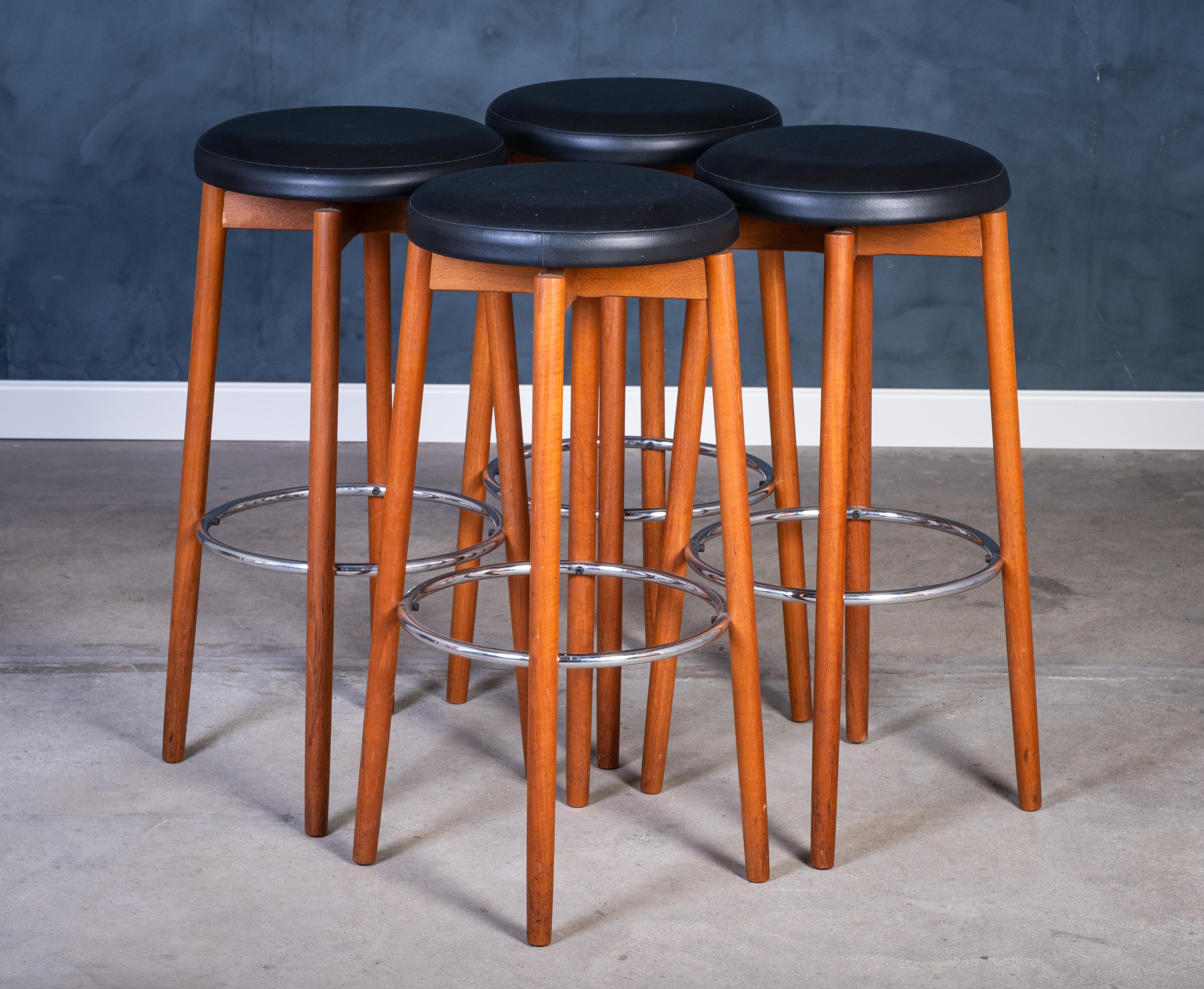Mid-Century Modern Vintage Teak Bar Stools by Hugo Frandsen for Spøttrup Møbelfabrik, 1960s For Sale