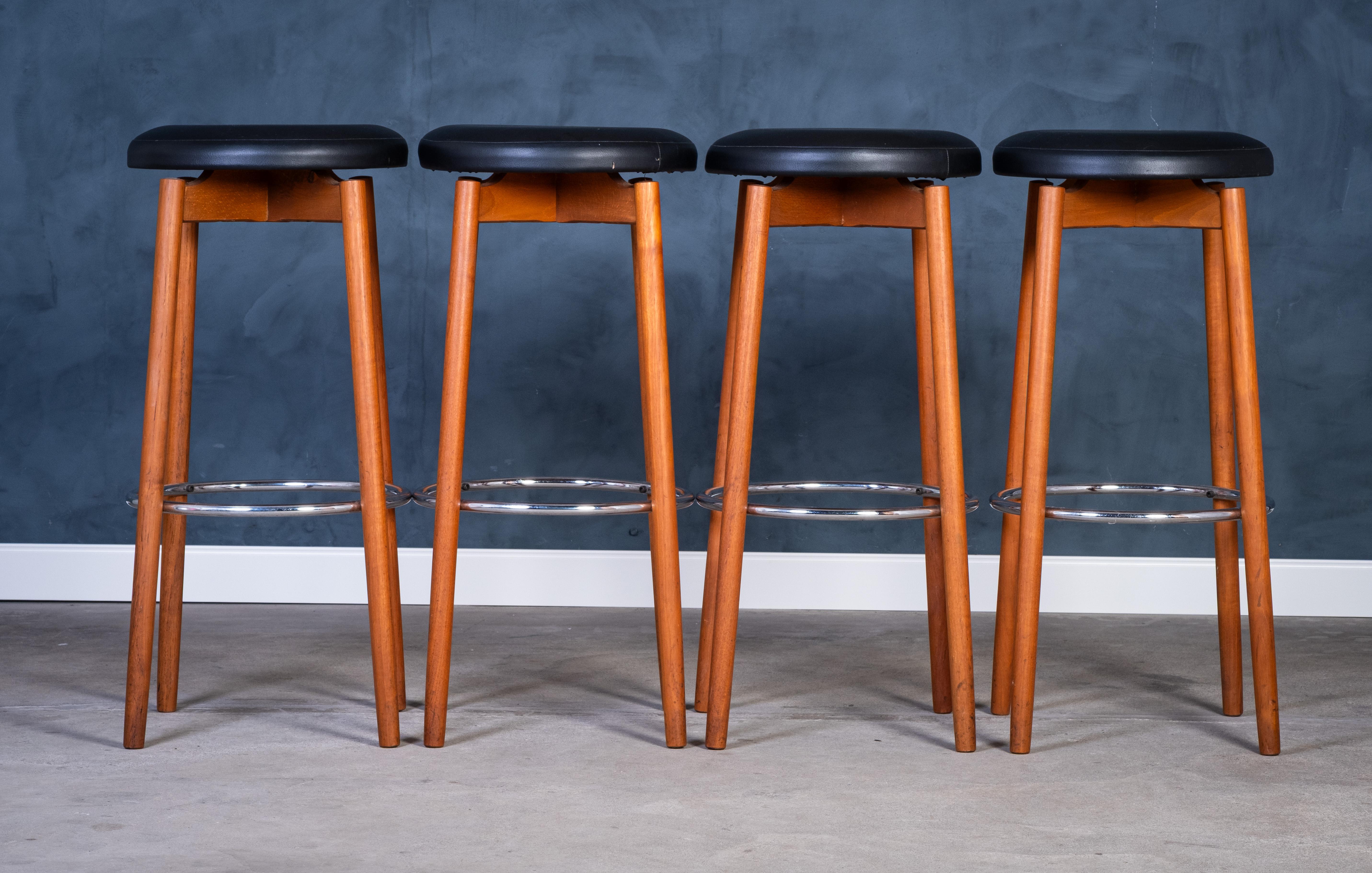 Danish Vintage Teak Bar Stools by Hugo Frandsen for Spøttrup Møbelfabrik, 1960s For Sale
