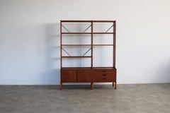 Vintage teak bookcase  wall unit  1960s  Sweden