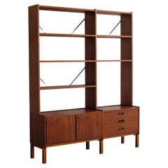 Vintage teak bookcase  wall unit  1960s  Sweden
