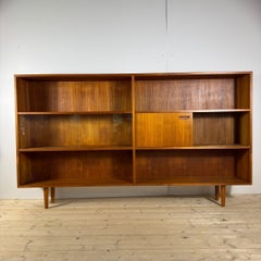 Vintage teak bookcase with glass doors, Denmark 1960s