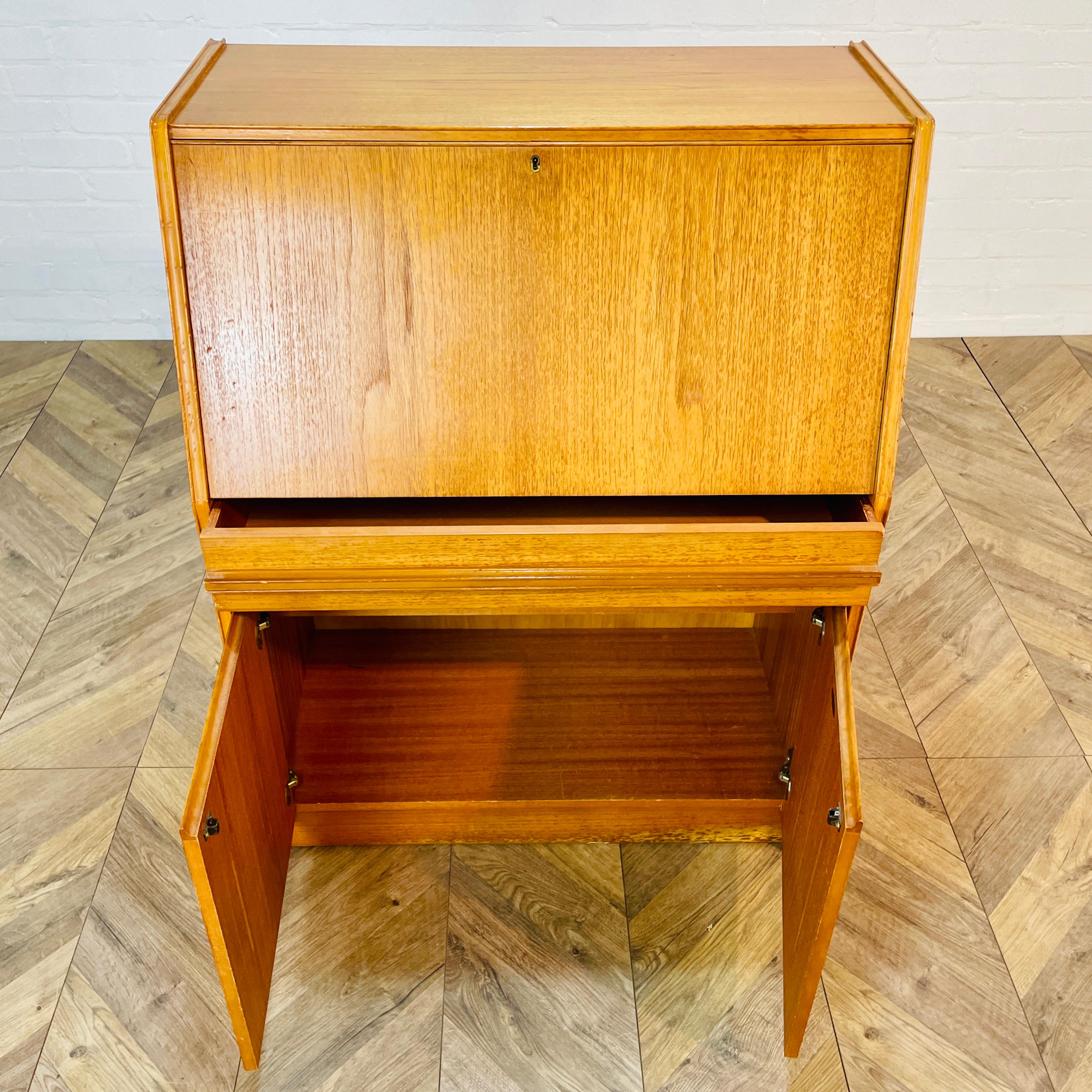 Vintage Teak Bureau / Desk by Remploy, 1970s In Good Condition For Sale In Ely, GB
